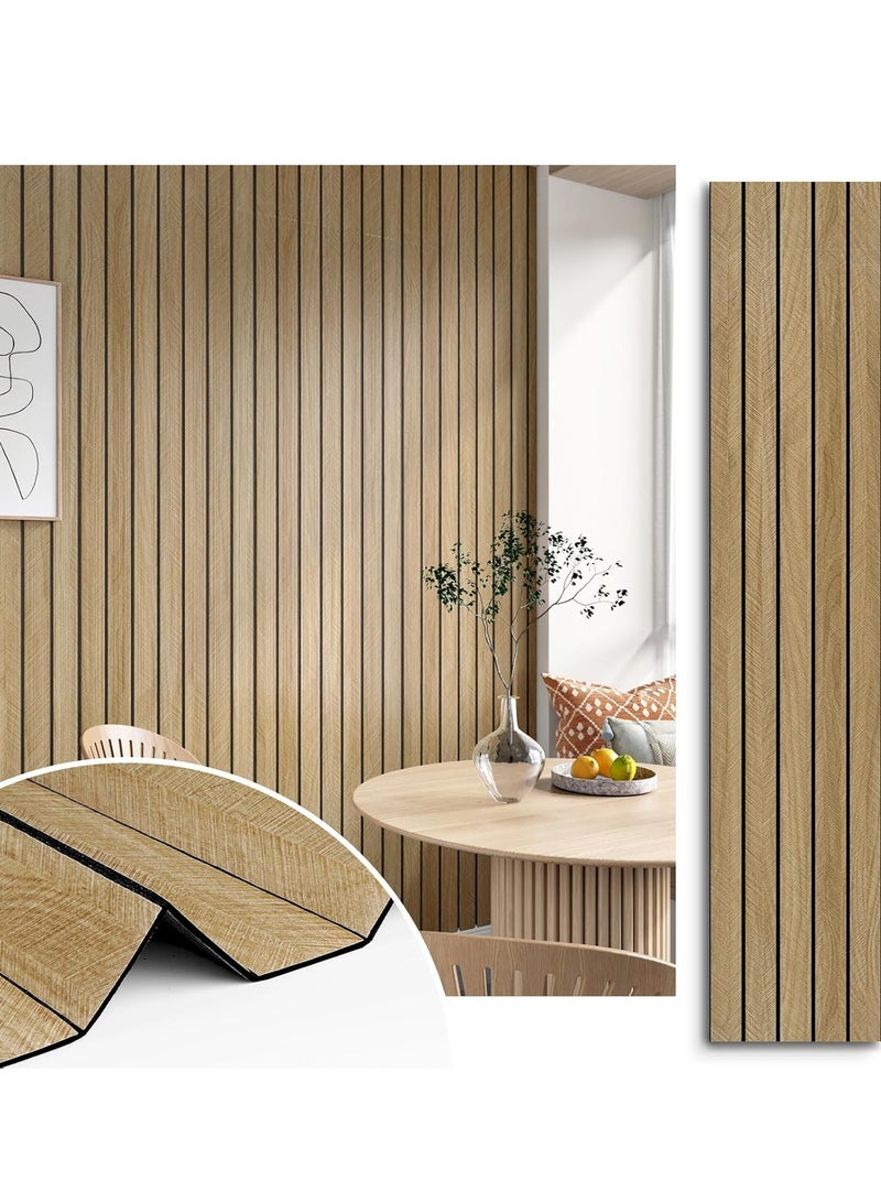 رات سو لوحة الحائط ذاتية اللصق المحسنة من الحبوب الخشبية ثلاثية الأبعاد -مقاومة للماء وعازلة للصوت، ملصق جدار PVC سميك مقاس 300×40 سم لغرفة المعيشة وتجميل غرفة النوم (بني) - Image 1